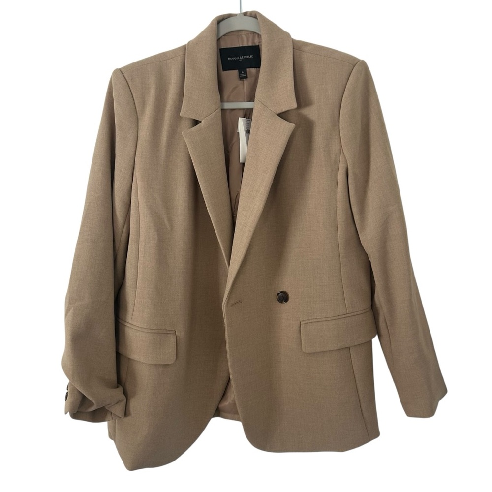 NEW Tan Banana Republic Designer Blazer Jacket Coat Business Casual Women’s 8!